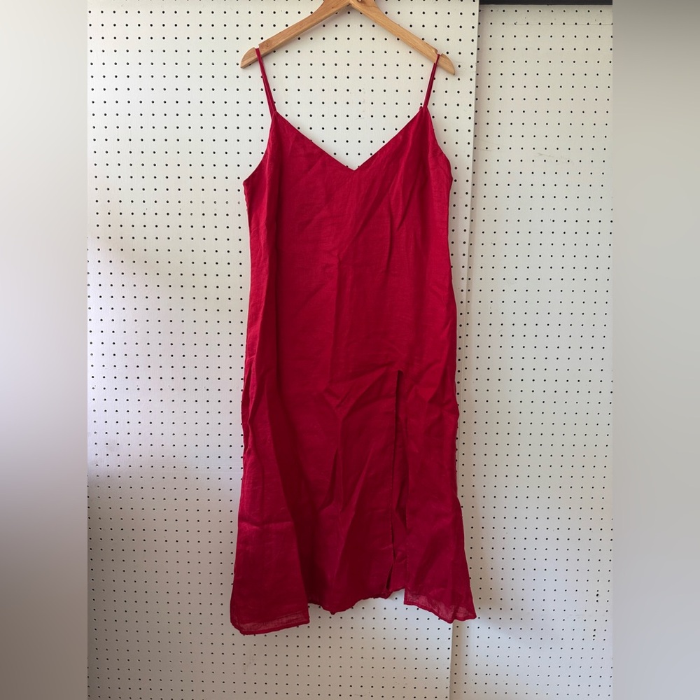 Reformation high slit linen dress
